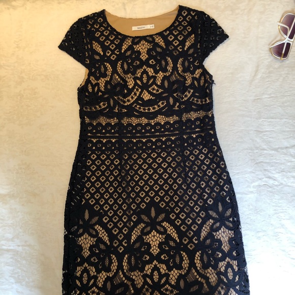 Bailey 44 Navy cotton lace overlay dress - Picture 2 of 4